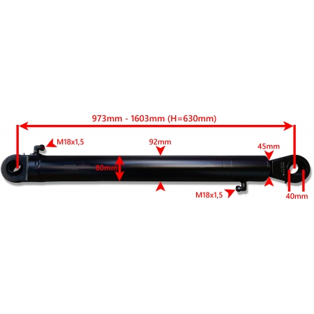 SIŁOWNIK HYDRAULICZNY CYLINDER SKOK 630 KOLANKO